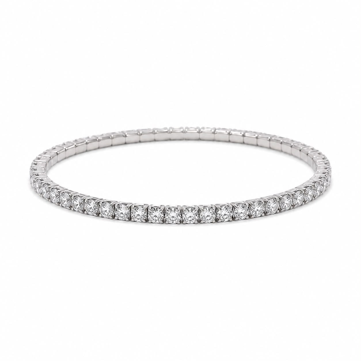 SILVER CZ 17CM STRETCHY TENNIS BRACELET