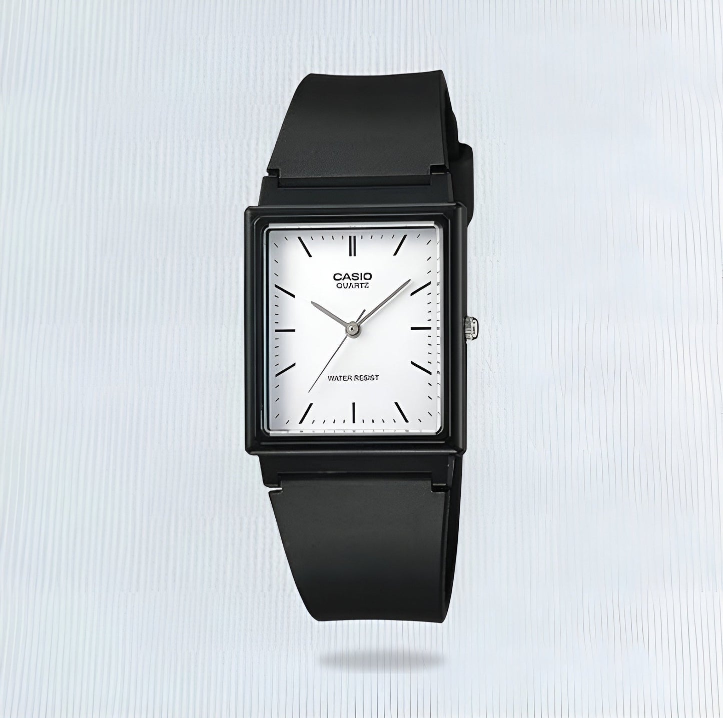 Casio Analogue Wht Number Dial On Blk Resin