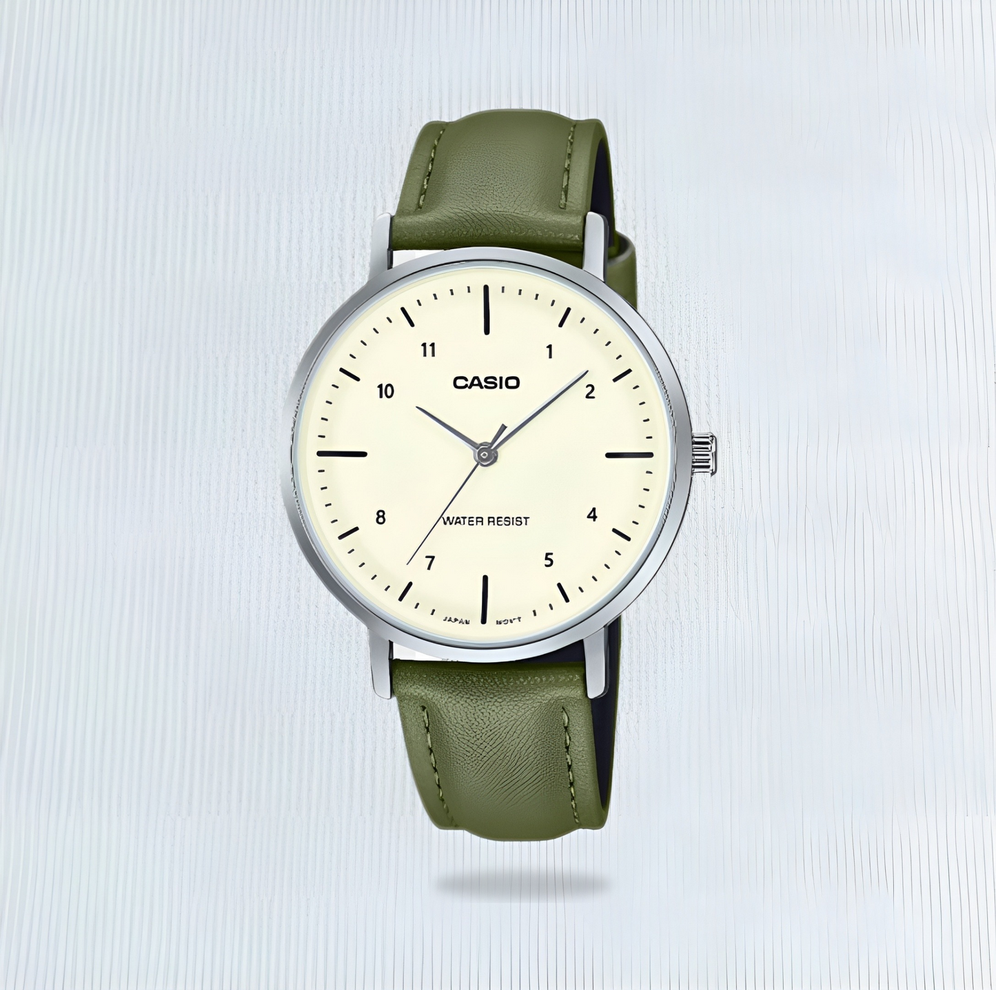 Casio Analogue On Grn Leather