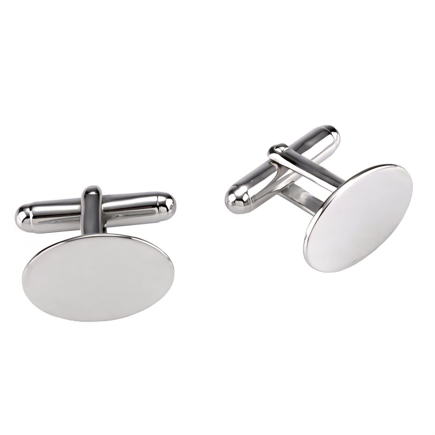 SILVER OVAL CUFFLINKS
