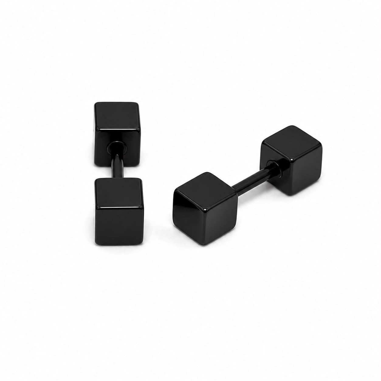S/ STEEL BLK EARRINGS