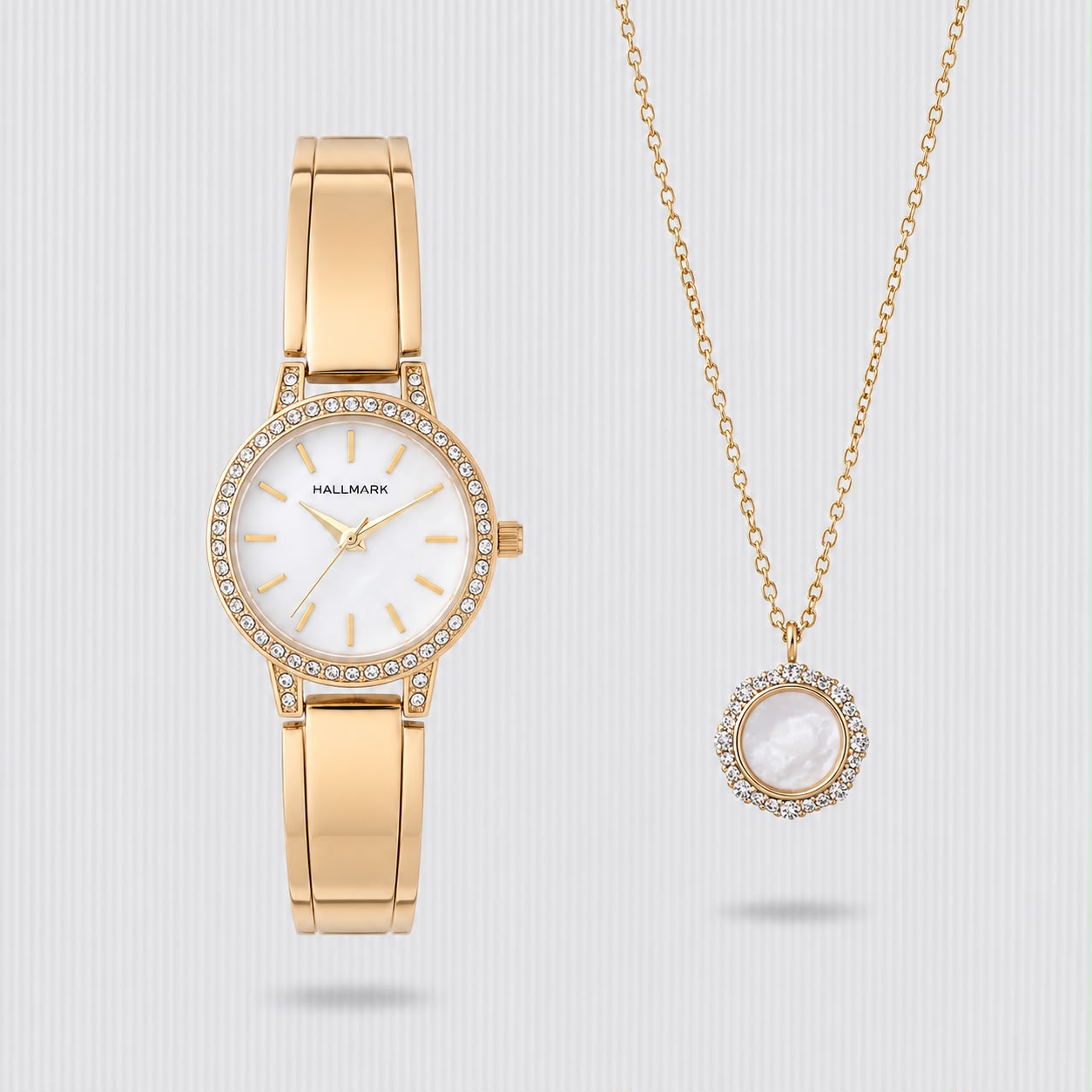 HALLMARK LADIES G/P WATCH & NECKLACE SET