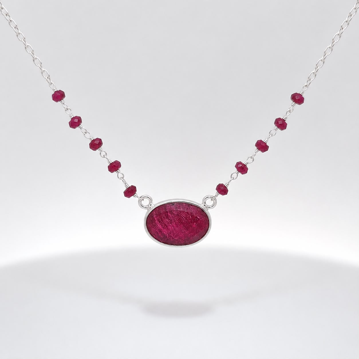 SILVER NATURAL RUBY NECKLACE