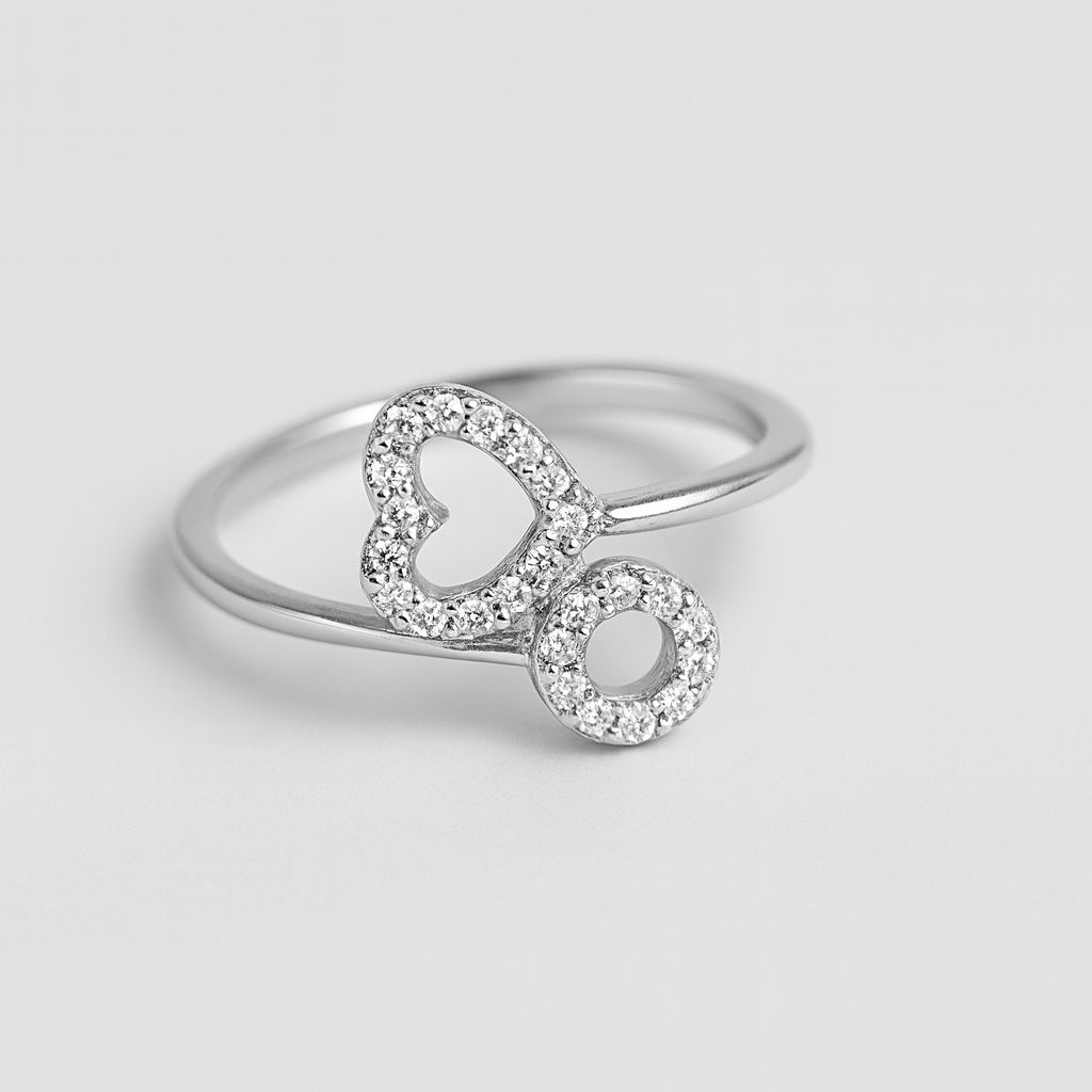 Silver cubic zirconia heart ring