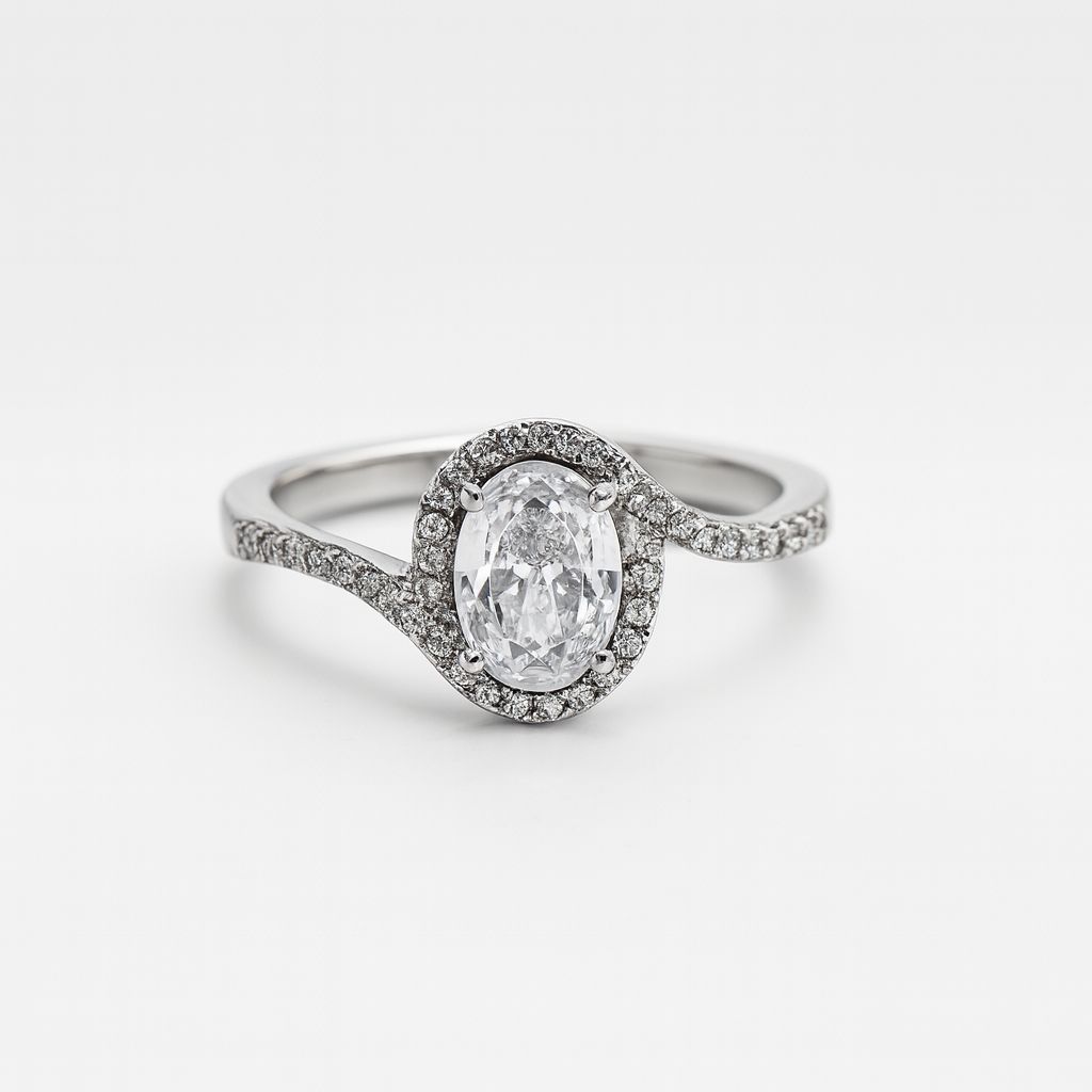 Silver cubic zirconia engagement ring