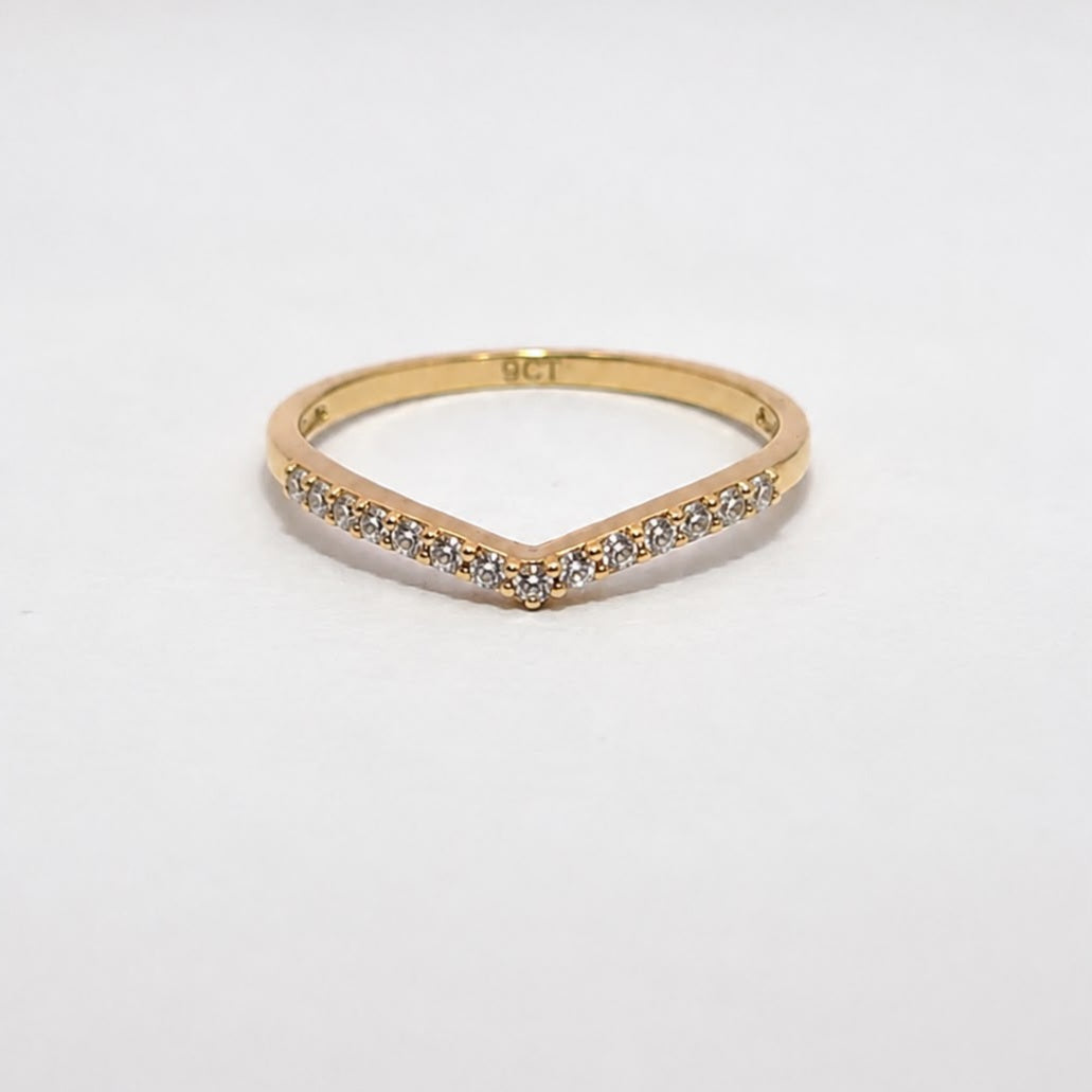 9CT YG LGD WISHBONE RING 11LGD = 0.132CT
