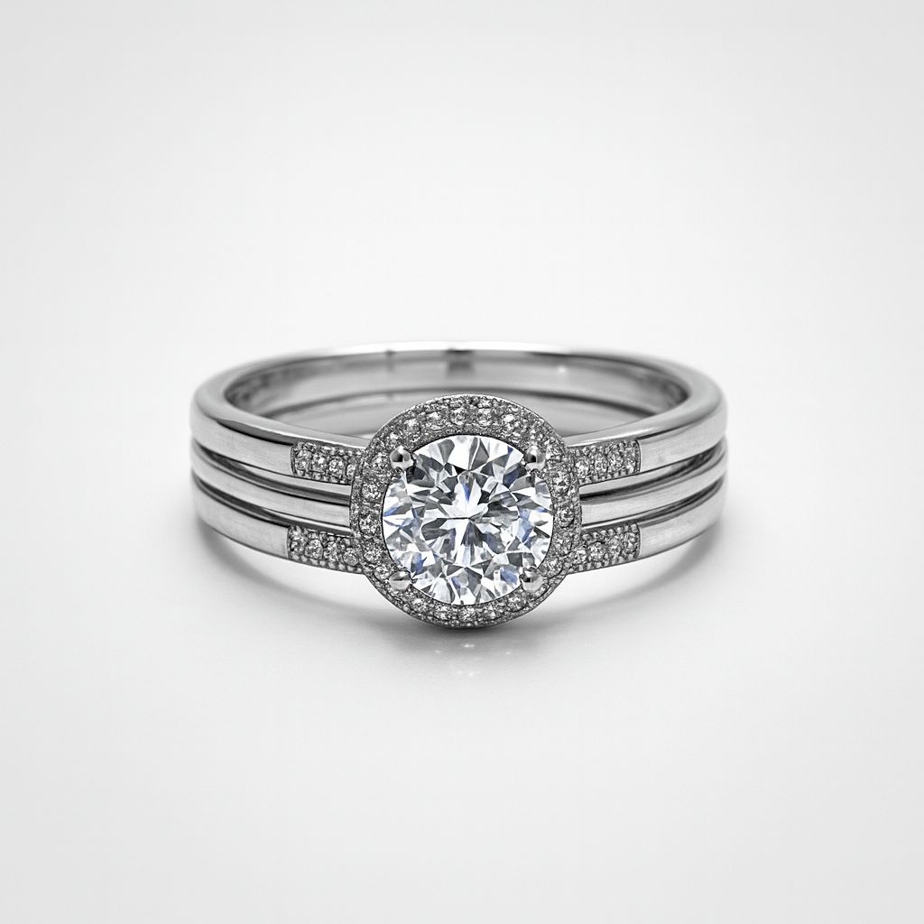 Silver cubic zirconia wedding set
