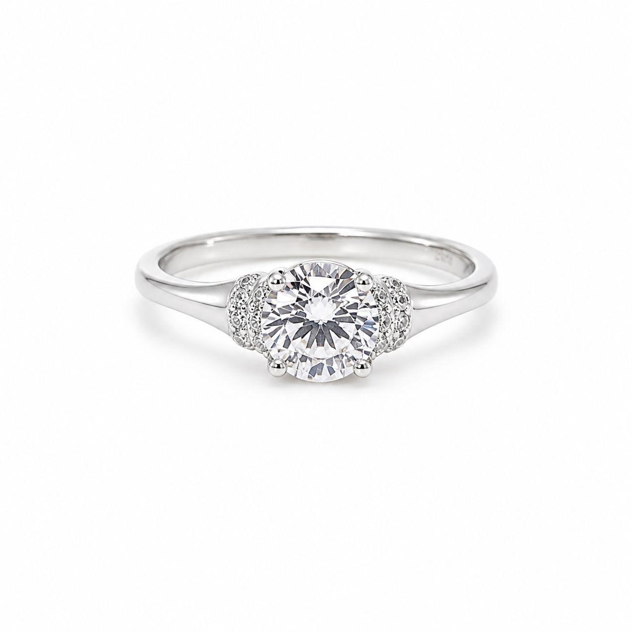 SILVER FANCY CLUSTER CZ RING