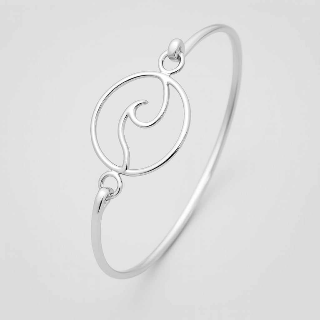 SILVER CIRCLE/WAVE BANGLE