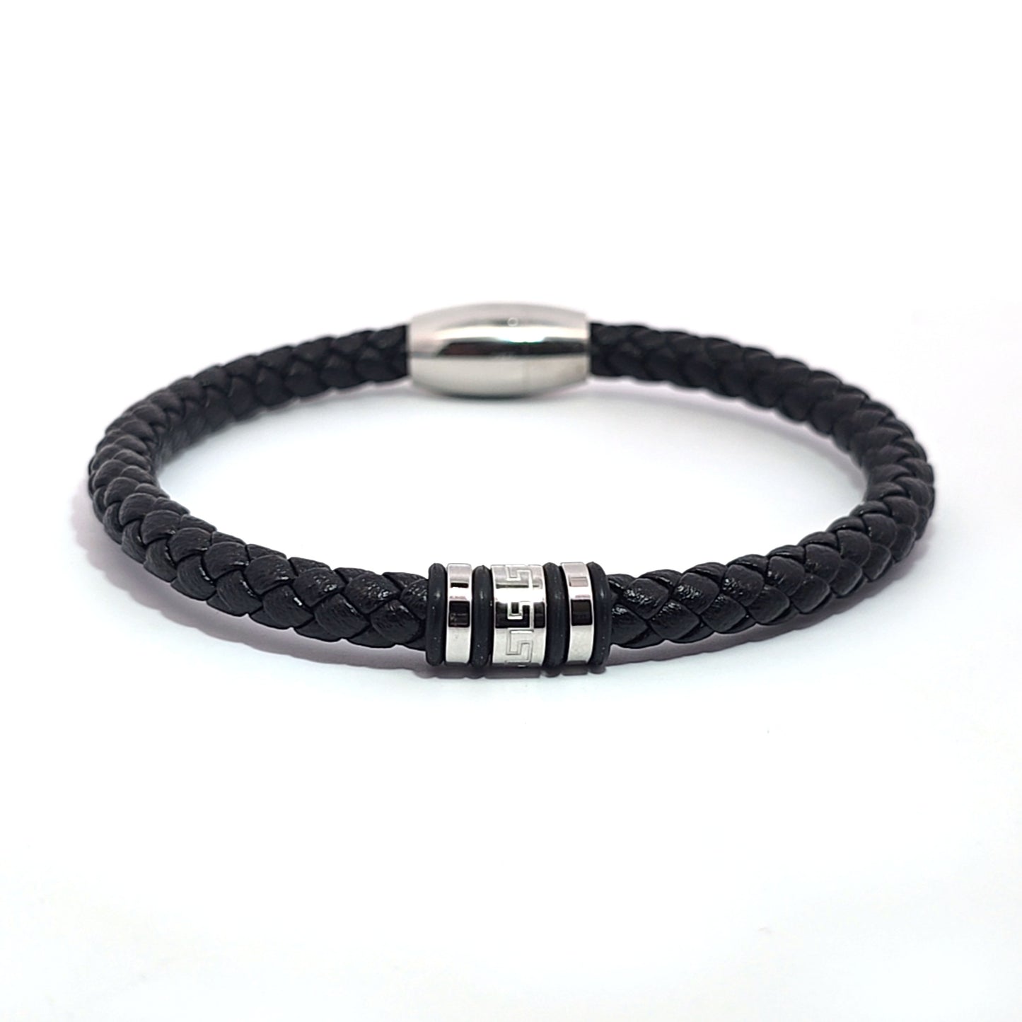 LEATHER & S/ STEEL GENTS BRACELET