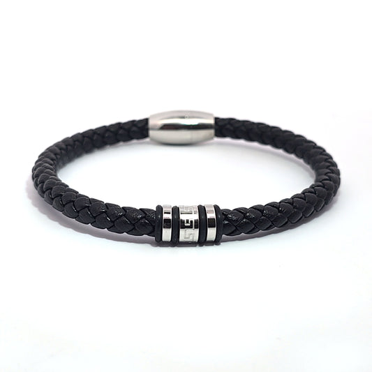 LEATHER & S/ STEEL GENTS BRACELET
