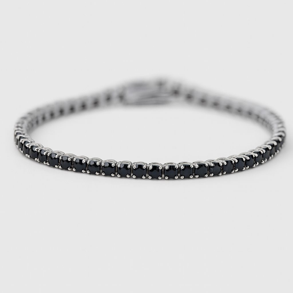 Silver black cubic zirconia tennis bracelet