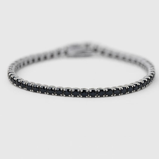 Silver black cubic zirconia tennis bracelet