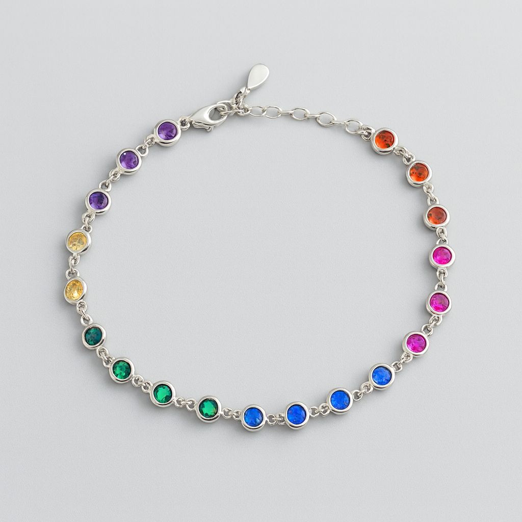 Silver multi coloured bracelet