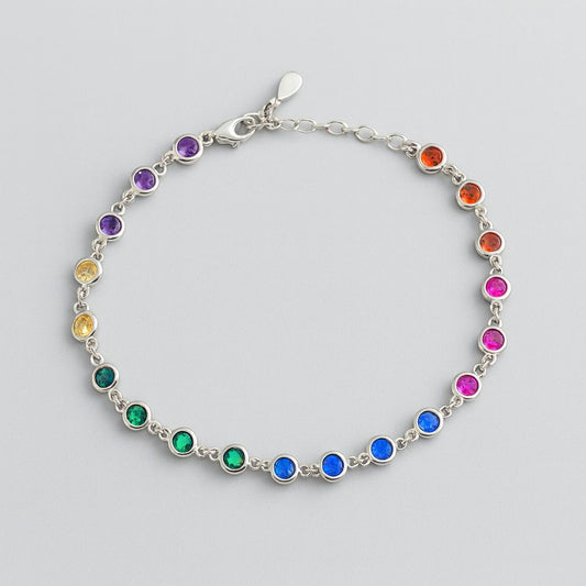 Silver multi coloured bracelet