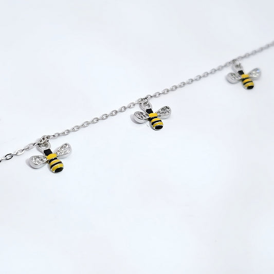 Silver bee bracelet