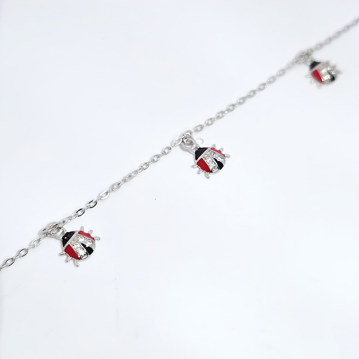 Silver ladybird bracelet
