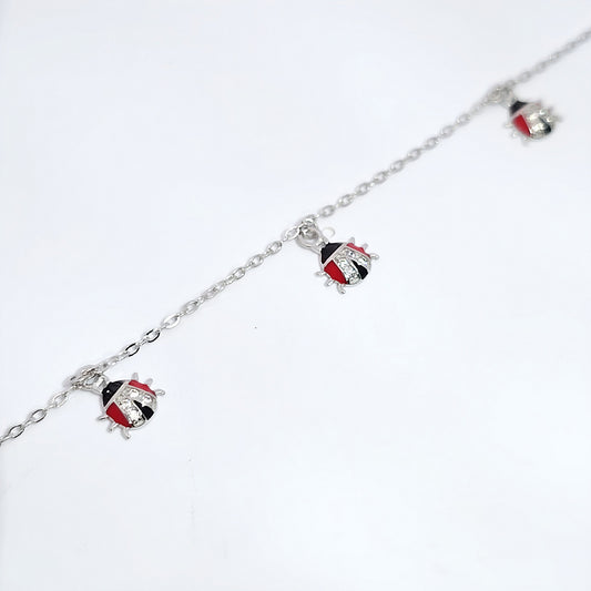 Silver ladybird bracelet