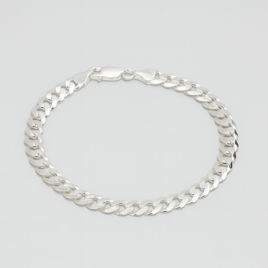 SILVER SQUARE CURB BRACELET