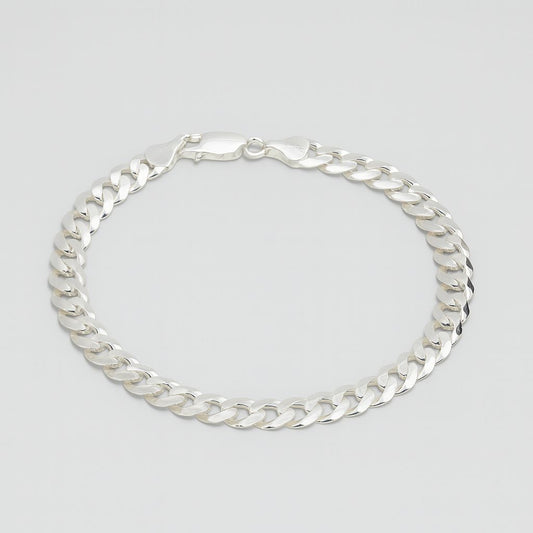 SILVER SQUARE CURB BRACELET