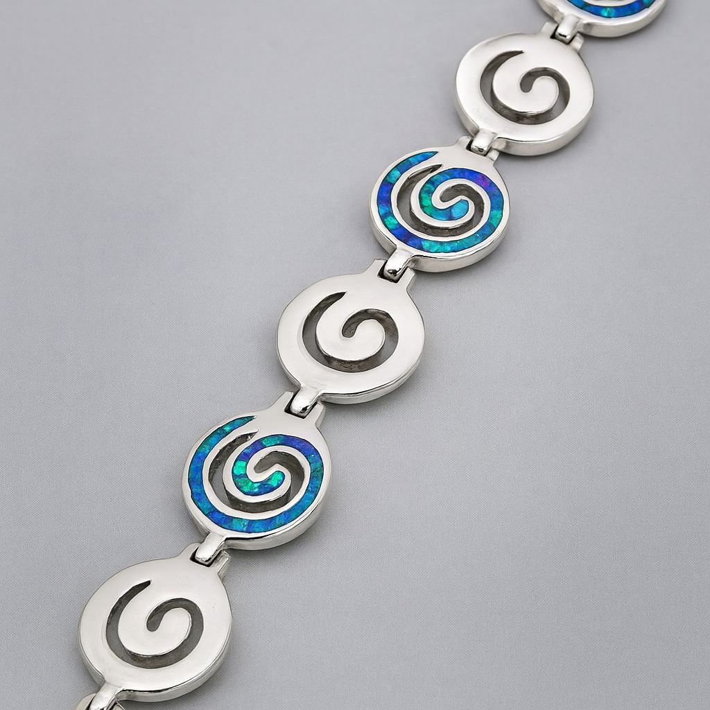 Silver blue opal bracelet