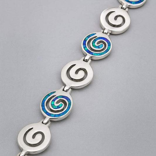 Silver blue opal bracelet