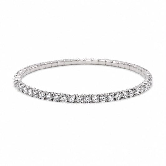 SILVER CZ 17CM STRETCHY TENNIS BRACELET