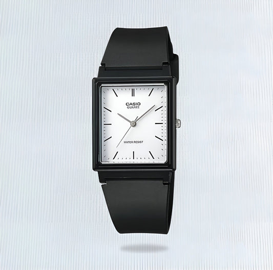 Casio Analogue Wht Number Dial On Blk Resin