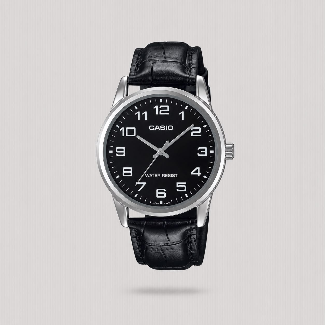 CASIO ANALOGUE BLK DIAL SLV NUMI BLK LTHR MTP-V001L-1BUDF