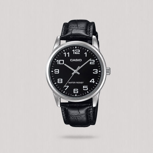CASIO ANALOGUE BLK DIAL SLV NUMI BLK LTHR MTP-V001L-1BUDF