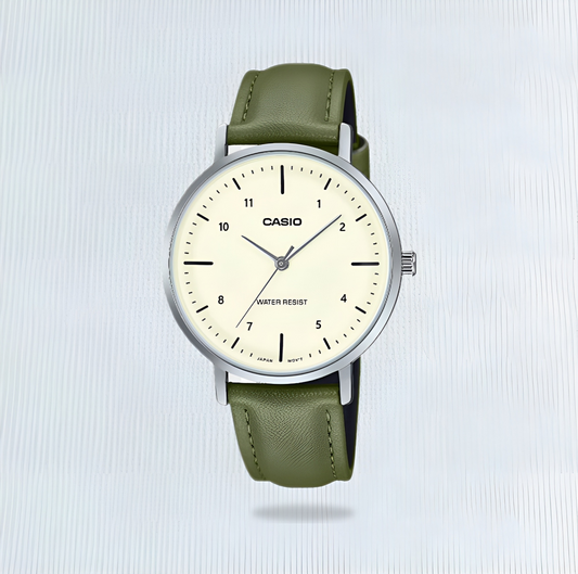 Casio Analogue On Grn Leather