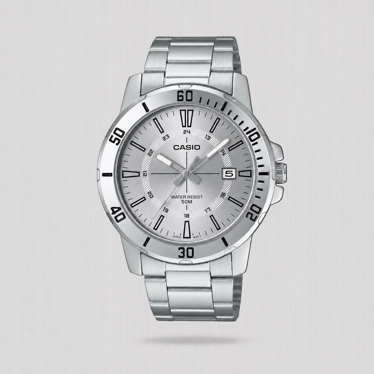 CASIO ANALOGUE SS DATE SILV DIAL MTP-VD01D-7CVUDF