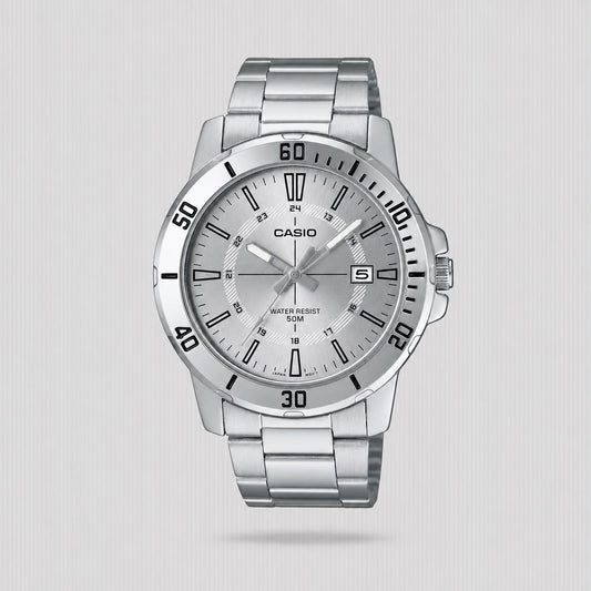 CASIO ANALOGUE SS DATE SILV DIAL MTP-VD01D-7CVUDF
