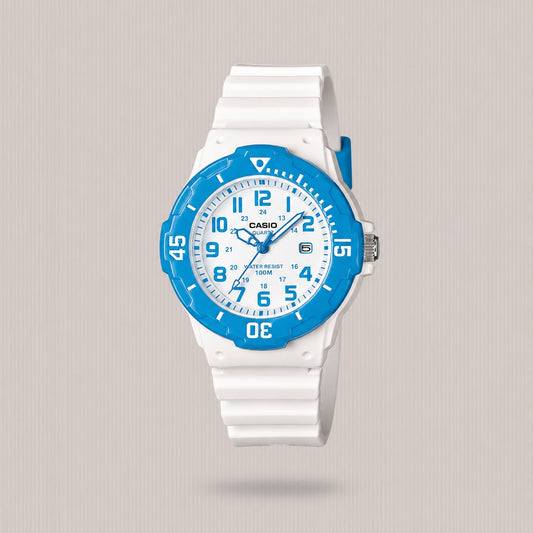 CASIO ANALOGUE BLUE ON WHT DIAL LRW-200H-2BVDF