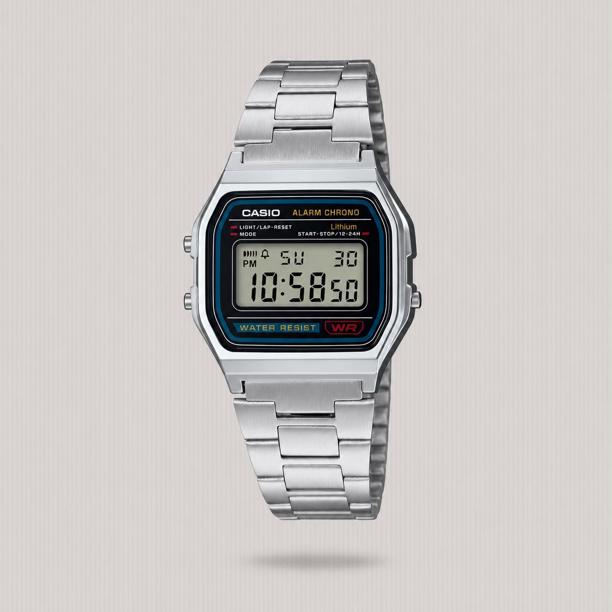 CASIO RETRO SILVER BLK DIGITAL A158WA-1Q