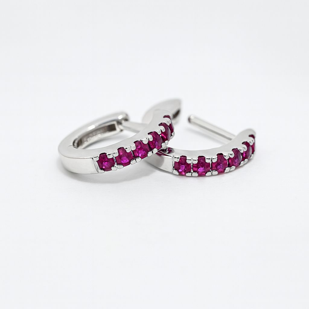 9ct white gold ruby huggies