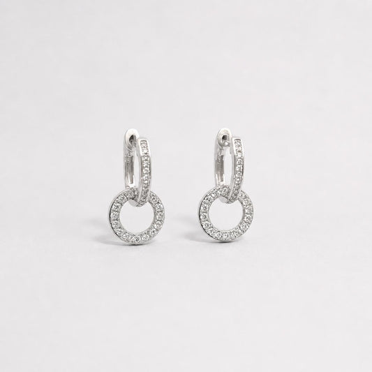 9CT WG DIAMOND DROP EARRINGS 56 DIAM 0.57CT I-J VS-SI