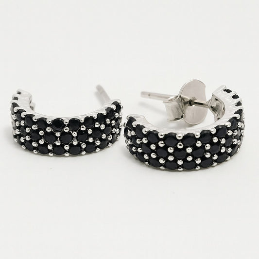 Silver cubic zirconia half hoop earrings