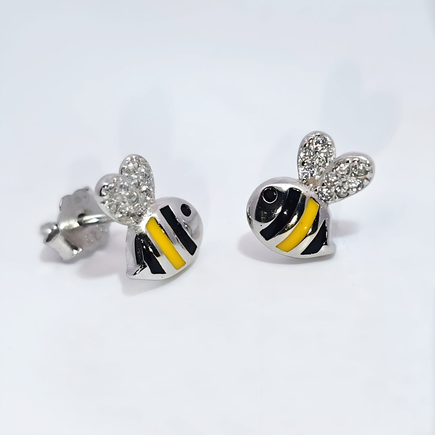 Silver bee earrings