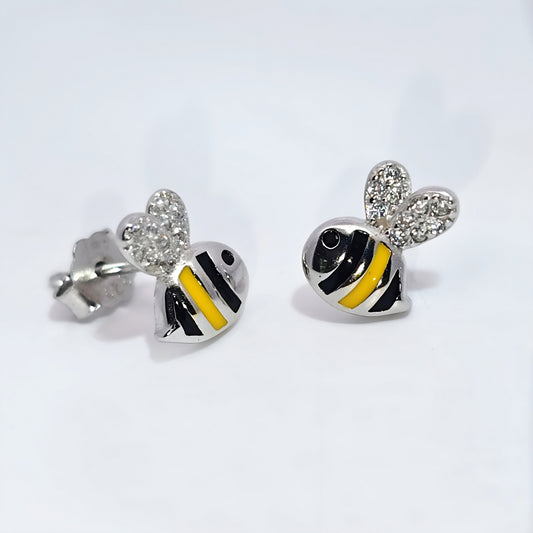 Silver bee earrings