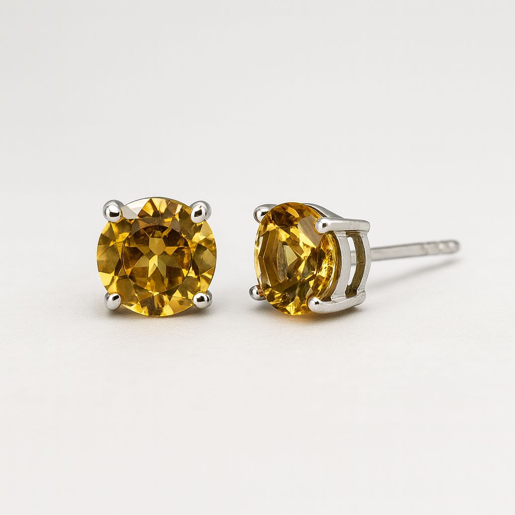 Silver citrine earrings