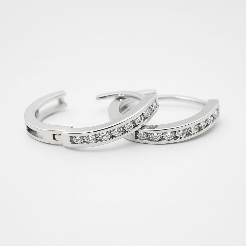 Silver cubic zirconia huggies