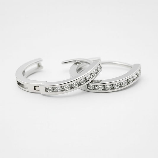 Silver cubic zirconia huggies