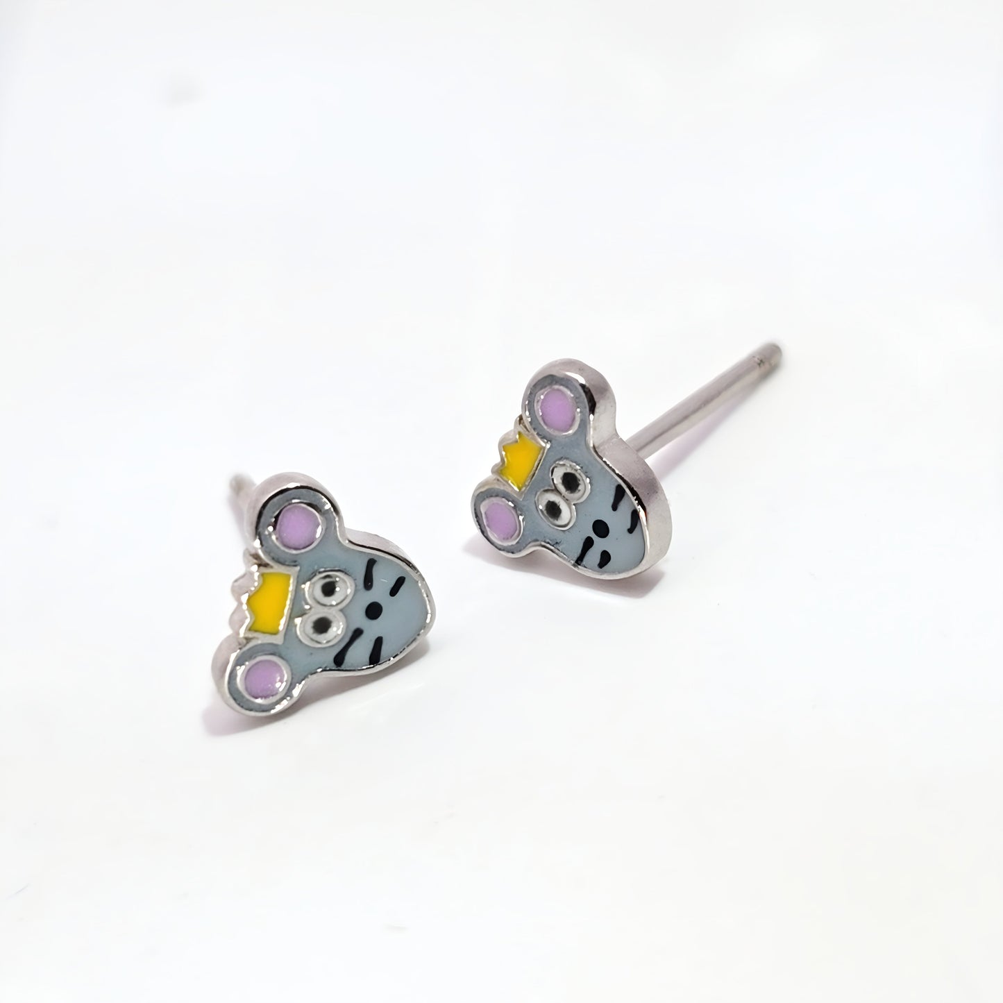 Silver mouse earrings
