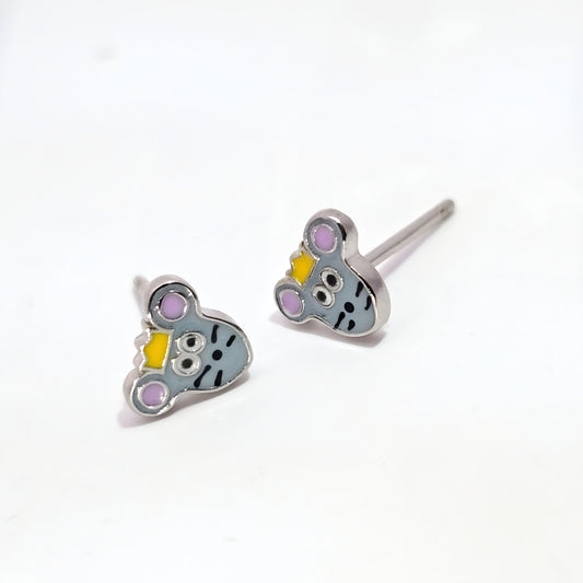 Silver mouse earrings