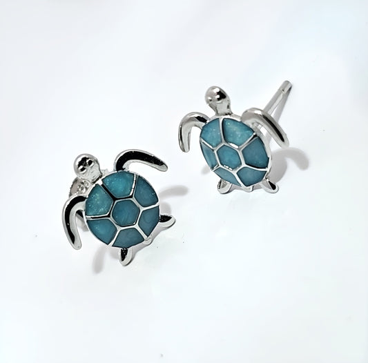 Silver turtle earrings