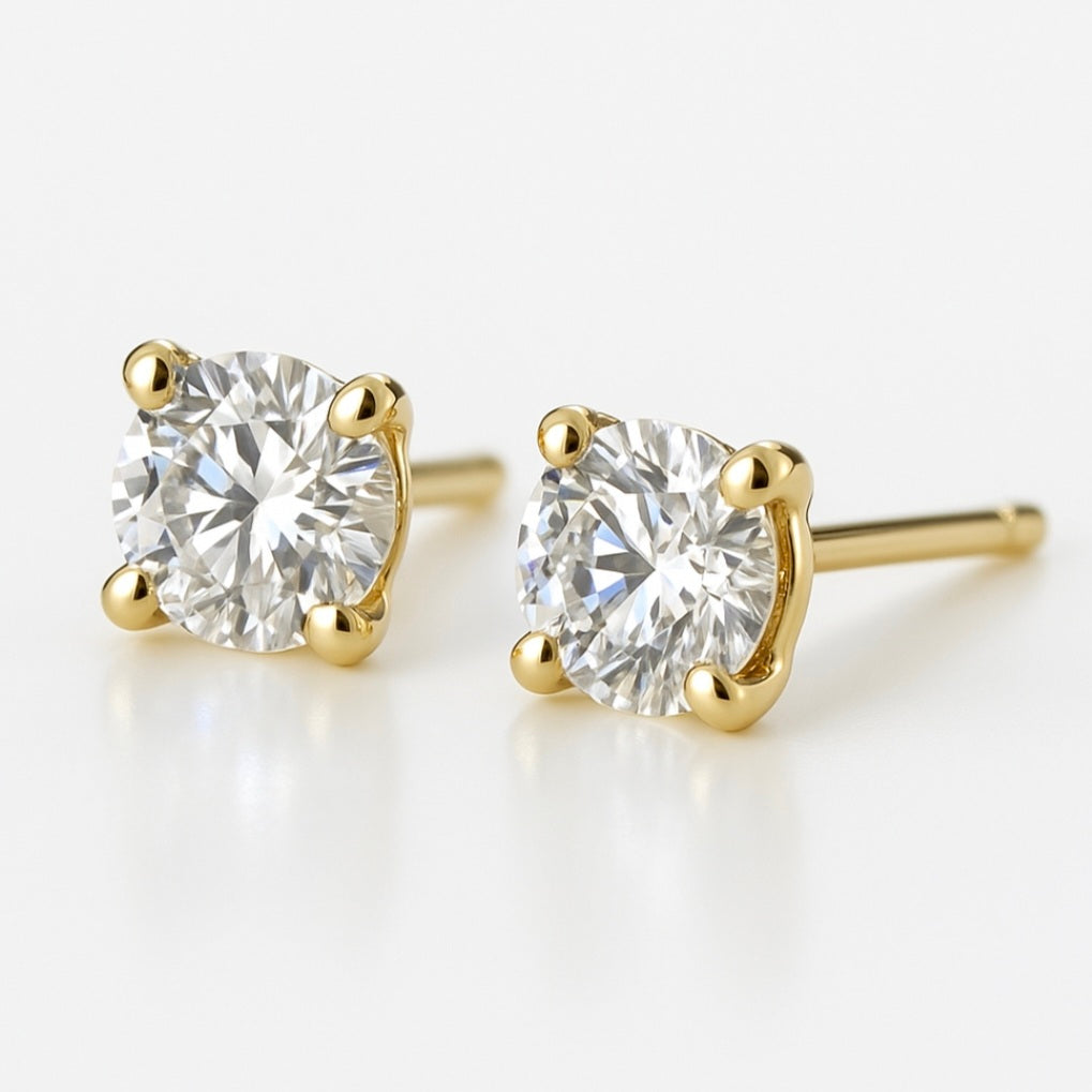 9ct yellow gold lab grown diamond solitaire earrings