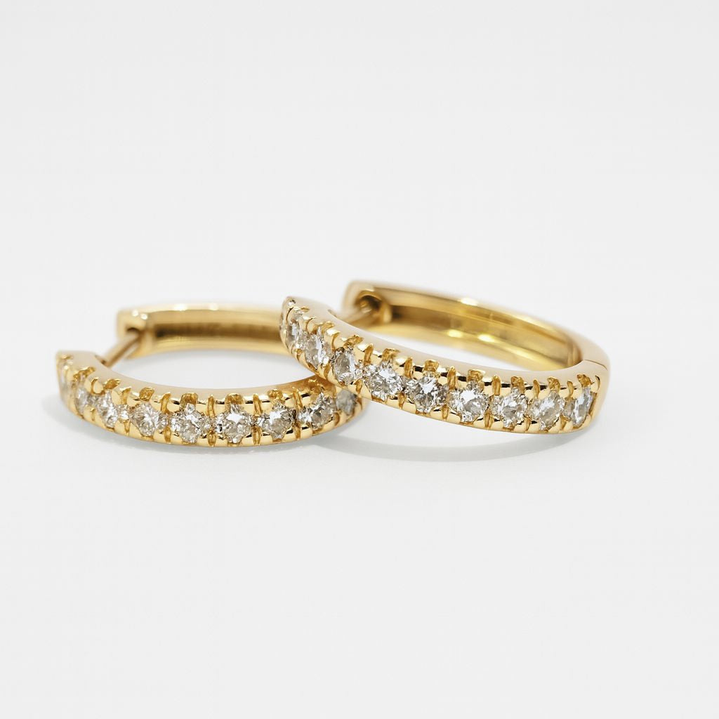 9ct yellow gold lab grown diamond huggie earrings