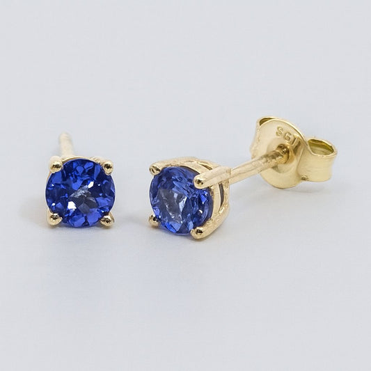 9ct yellow gold tanzanite stud earrings