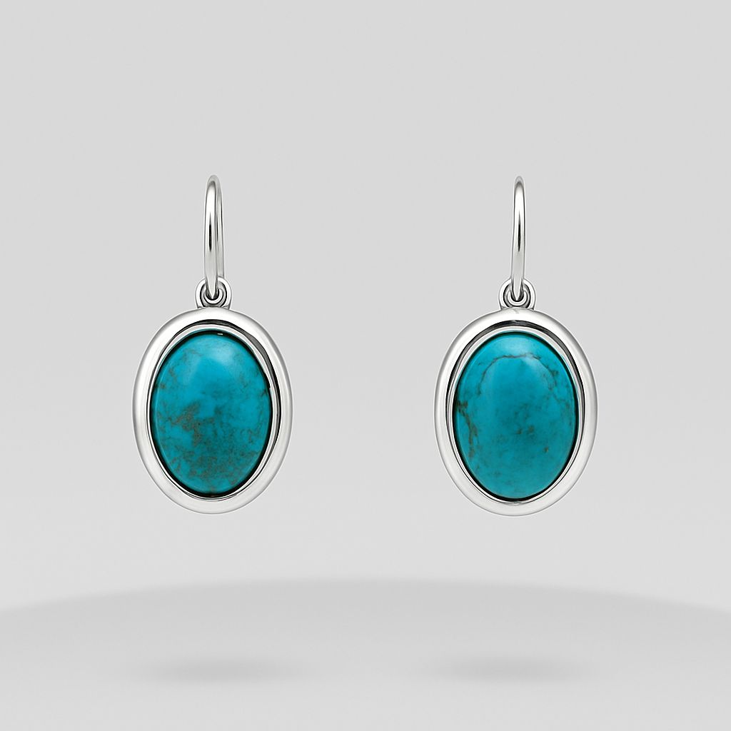 Silver & 9ct yellow gold turquoise drop earrings